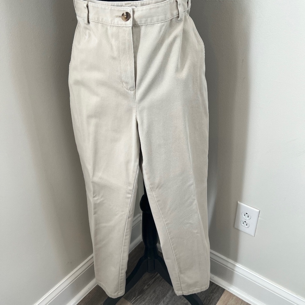 L.L.Bean 10P Women's Light Khaki Trousers Pants Chinos High Waisted